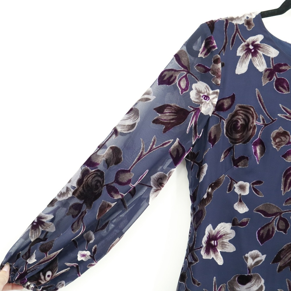 Navy Burnout Floral Dress - Picture 9 of 16